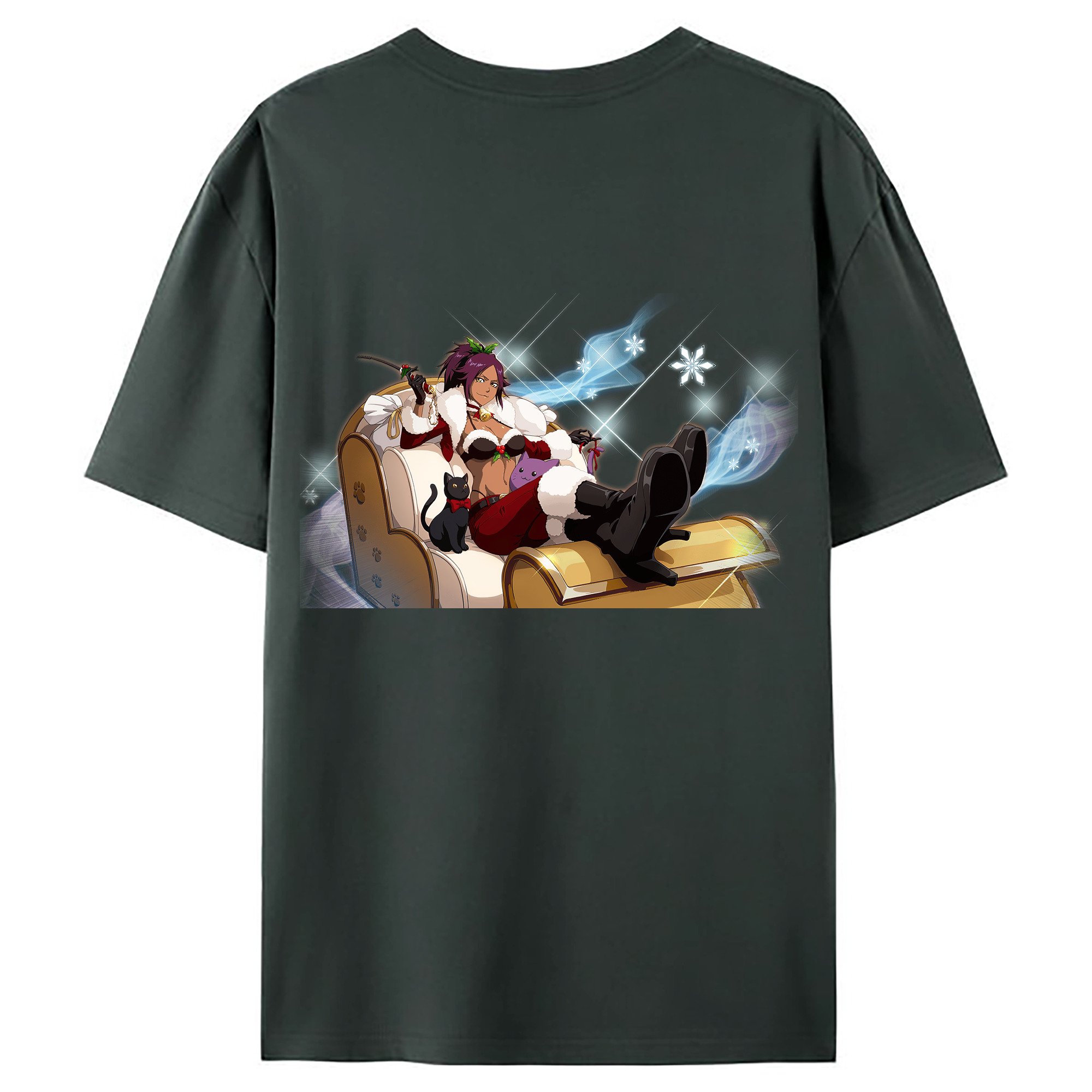 （画像用） ブリーチ 四楓院 夜一（しほういん よるいち） BLEACH Shihouin Yoruichi 綿100％ メンズ半袖Tシャツ（バックプリント） 通気性